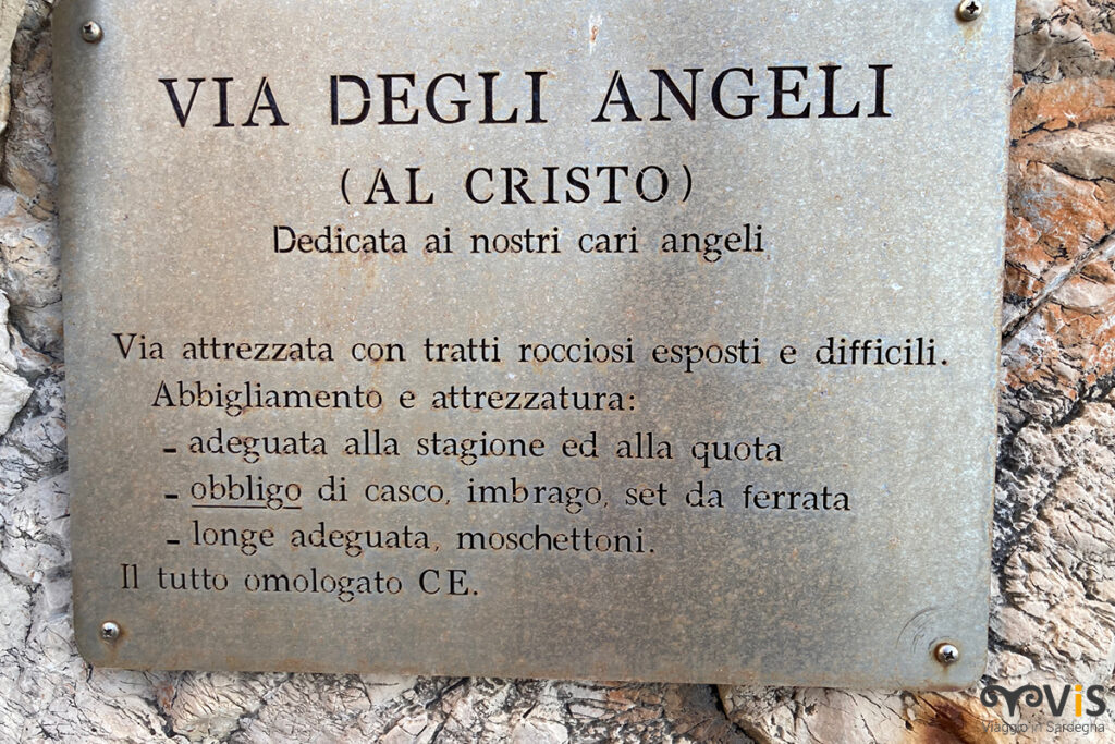 Ferrata degli Angeli: targa di inizio percorso